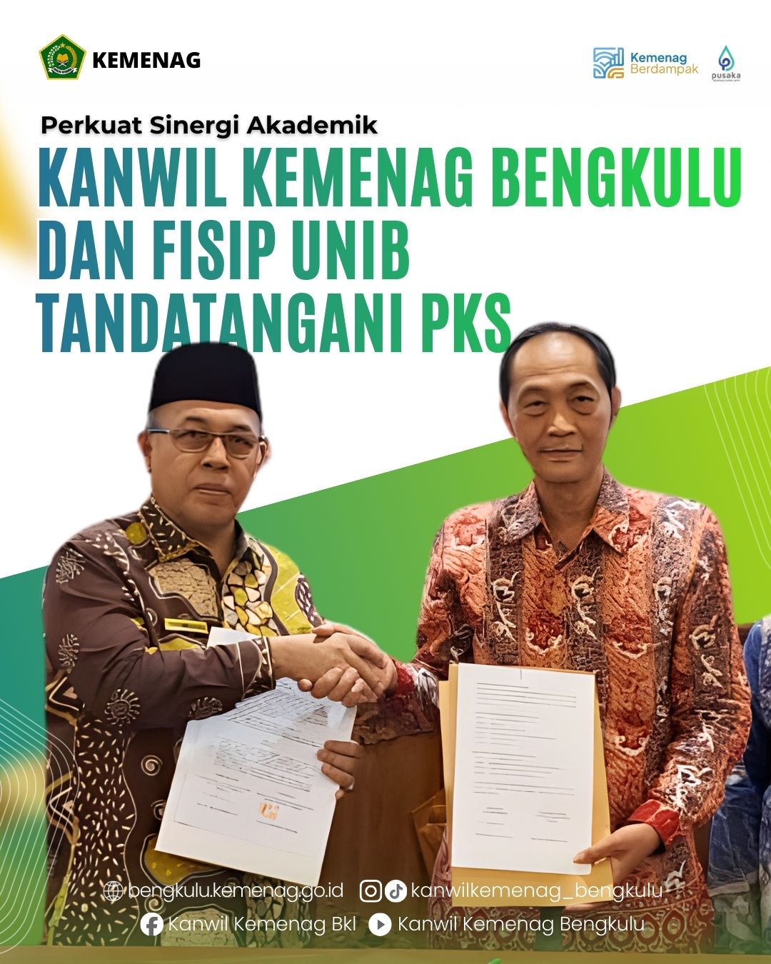 kanwil kemenag provinsi bengkulu dengan FISIB UNIB tandatangani PKS