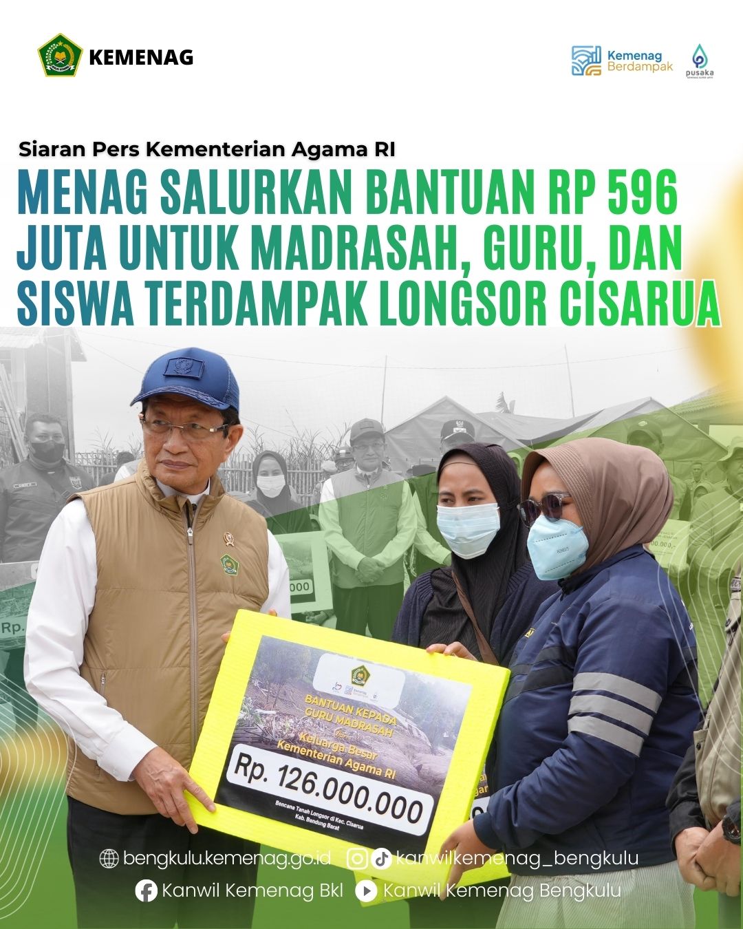 Menag Beri bantuan untuk Madsarah dan Guru terdampak longsor cisarua