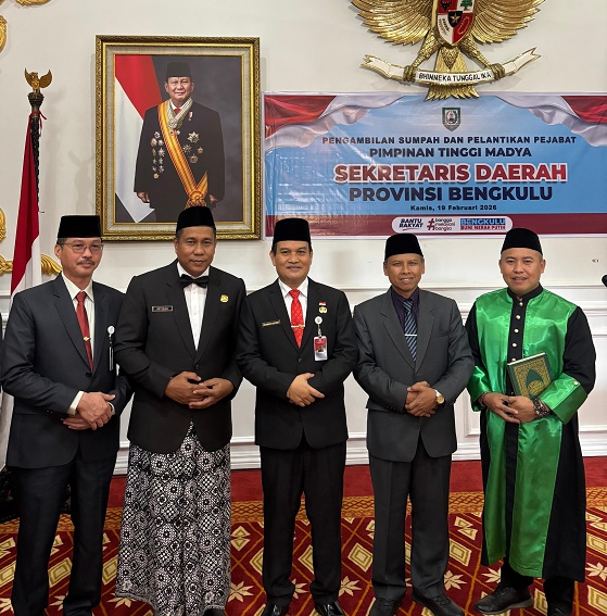 Hadiri Pelantikan Sekda, Kakanwil Siap Bersinergi Dukung Sukseskan Program Keagamaan