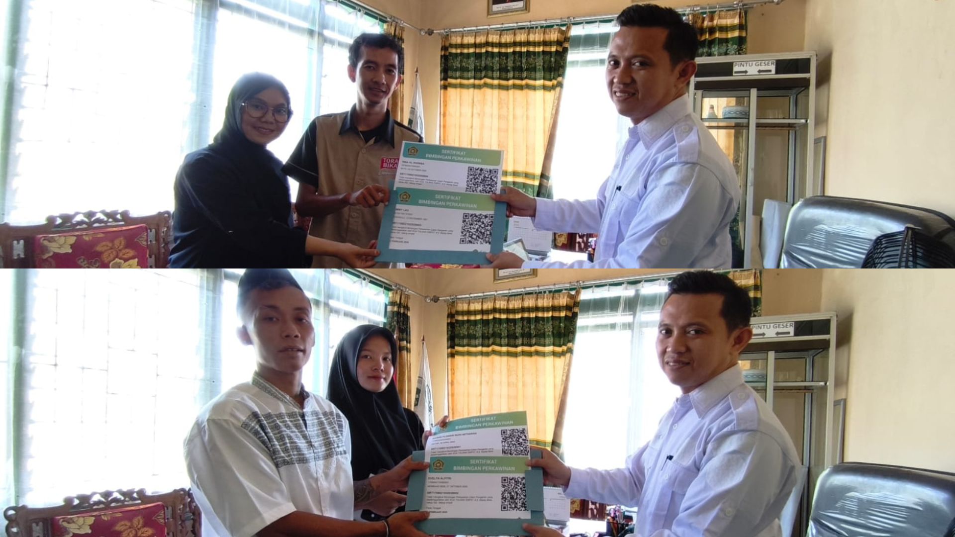 Siap Menikah! KUA Talang Empat Serahkan Sertifikat Bimbingan Perkawinan Calon Pengantin