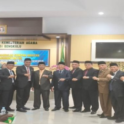 Hadiri Pelantikan Pejabat Kanwil Kemenag Provinsi Bengkulu, Ka.Kan Kemenag Lebong Beri Ucapan Selamat