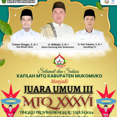 Kepala Kemenag Apresiasi Kafilah Mukomuko Raih Peringkat Ke-3 dalam MTQ Provinsi Bengkulu