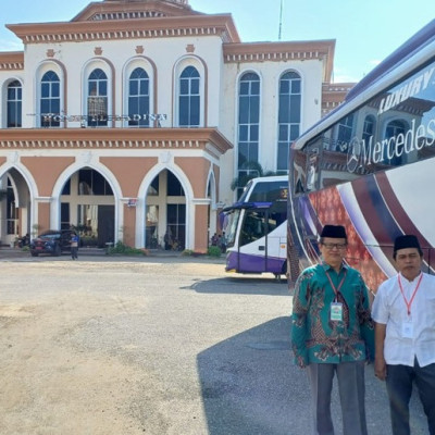 Plt KUA Kecamatan Lubuk Sandi Sambut Kedatangan Jemaah Haji Kabupaten Seluma Di Asrama Haji Kota Bengkulu