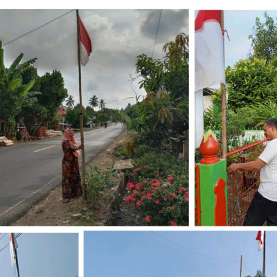 Sambut Hari Kemerdekaan, Jajaran KUA Kecamatan Air Periukan Serentak Kibarkan Bendera Merah Putih Di Kediaman Masing-masing