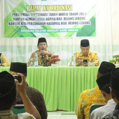 Mengusung Tema “Bersama Nazhir Menuju Kota Wakaf” , Kemenag Rejang Lebong Gelar Rakor Percepatan Sertifikasi Tanah Wakaf.