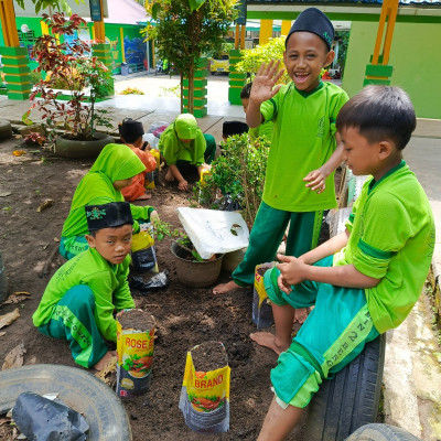 Siswa Kelas 2 B MIN 2 Bengkulu Tengah Gelar P5 Penanaman Tanaman Obat Keluarga