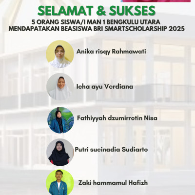 Lima Siswa MAN 1 Bengkulu Utara  Lulus Awardee Smart Scholarship BRILian 2025