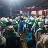 Meski Diguyur Hujan Pelepasan Jamaah Calon Haji MM Berjalan Sukses