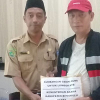 Kemenag BU Serahkan Sumbangan Korban Gempa Lombok