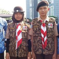 Penyematan TISKA Jambore Siswa MTs N 2 Bengkulu  Tengah