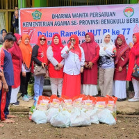 Gebyar HUT RI 77, DWP Kanwil Kemenag Bengkulu Kembali Berbagi